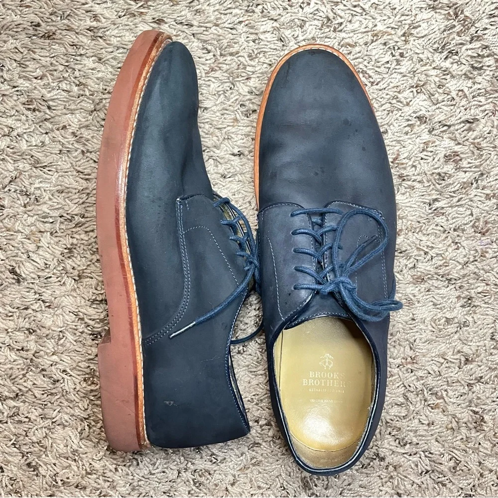 Brooks Brothers Men's Size 9.5 Navy Blue Nubuck Classic Bucks Oxford Shoe Preppy